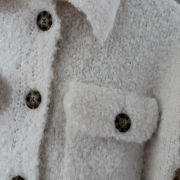 Madewell Jill Bouclé-Knit Sweater Jacket in Alabaster Ivory XS - Picture 4 of 9